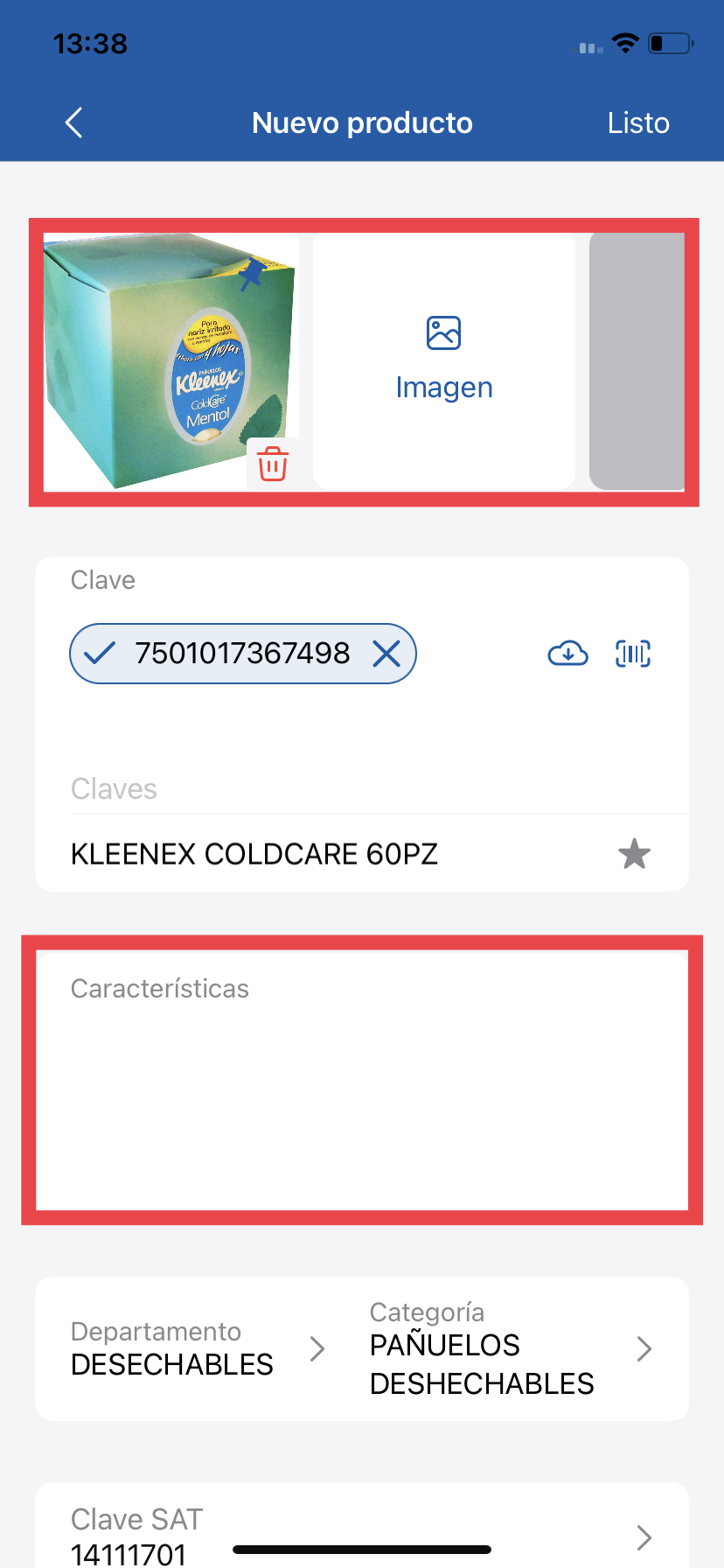 Ingresar clave del productos