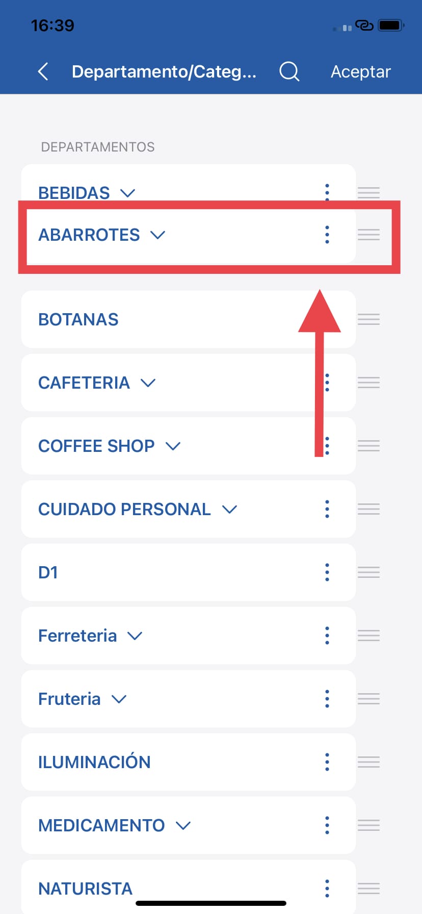 Departamento/Categoría