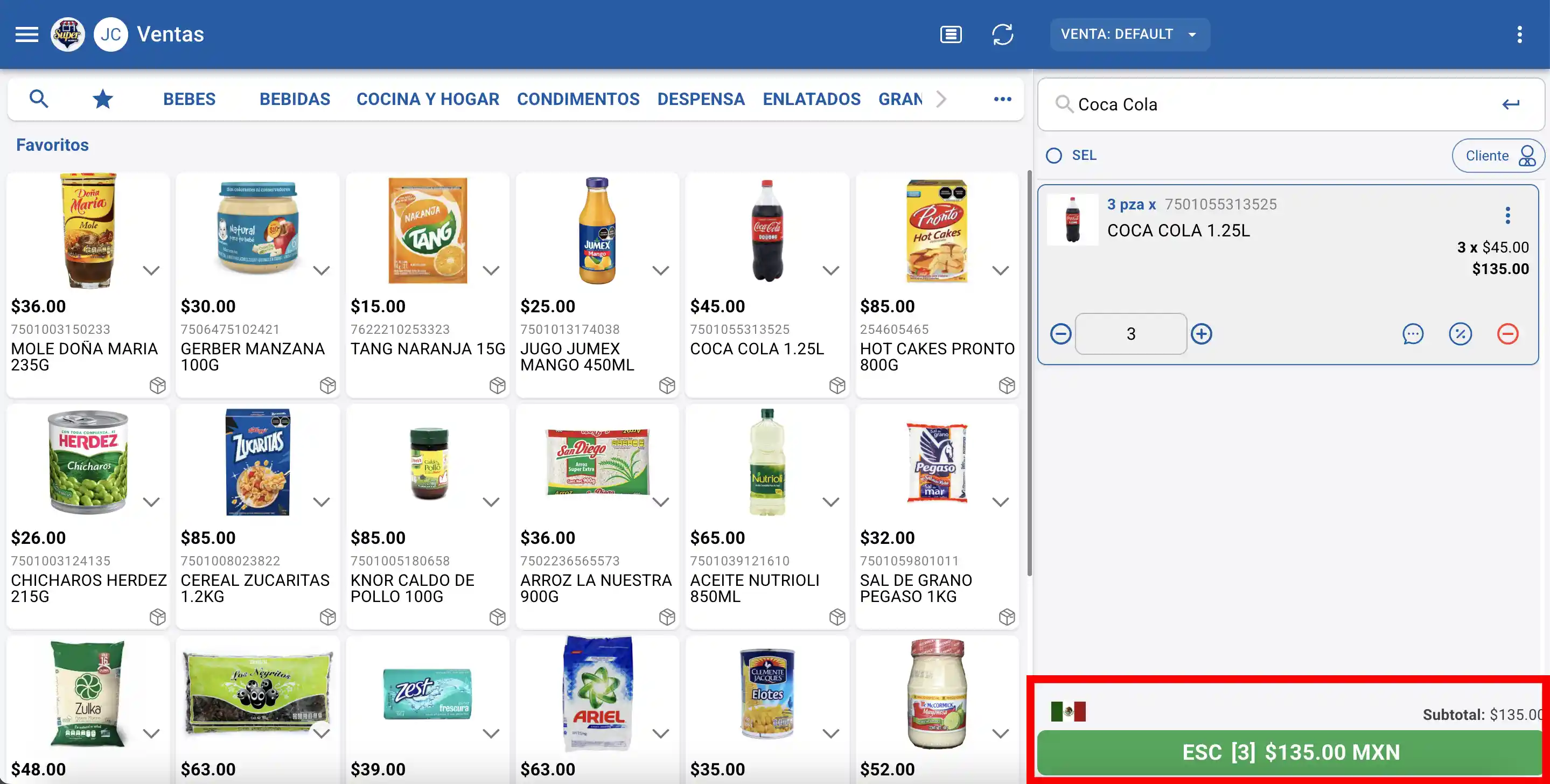 Total de la venta